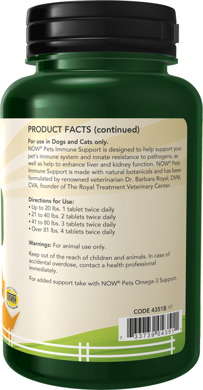NOW Pet Health, Immune Support Supplement, Cats & Dogs, 90 Chewable Tablets