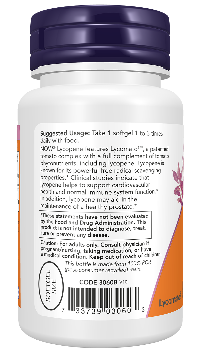 NOW Supplements, Lycopene 10 mg with Extract from Tomatoes, 60 Softgels