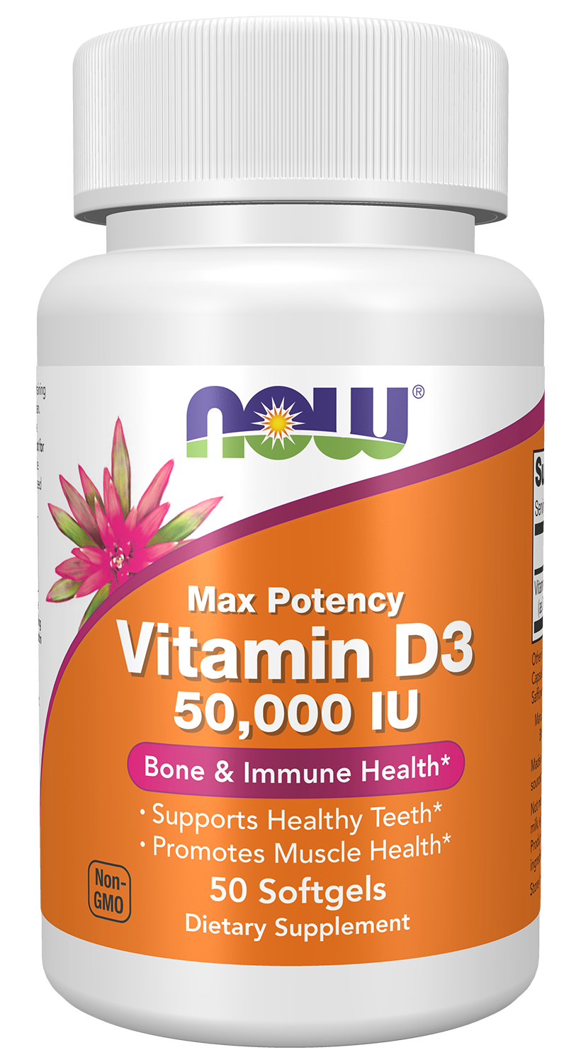 NOW Supplements, Vitamin D3 50,000 IU Softgels, 50 softgels