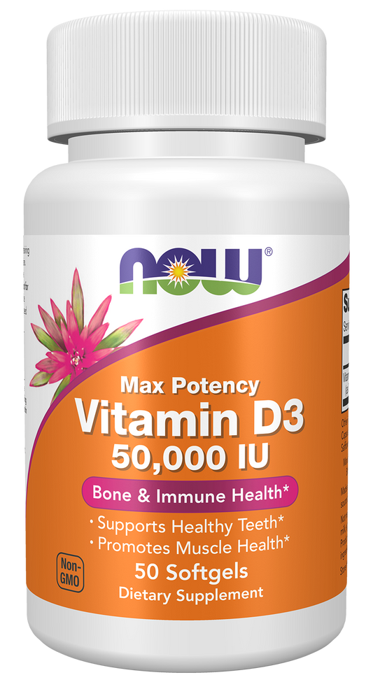 NOW Supplements, Vitamin D3 50,000 IU Softgels, 50 softgels