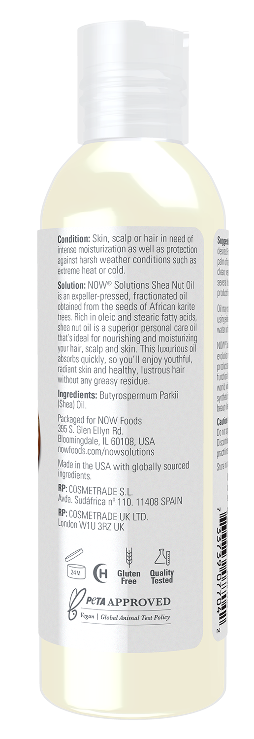 NOW Solutions, Shea Nut Oil, Multi-Purpose Intense Moisturizing, 4 fl. oz
