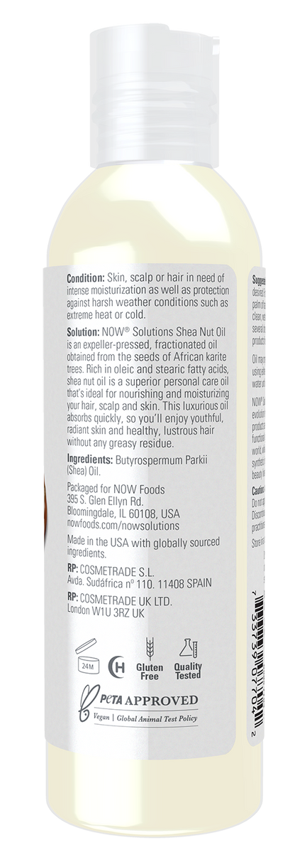 NOW Solutions, Shea Nut Oil, Multi-Purpose Intense Moisturizing, 4 fl. oz