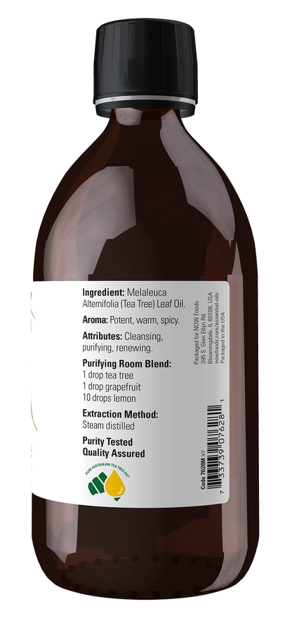 NOW Essential Oils, Tea Tree Oil, Steam Distilled, Undiluted, 16 fl. oz