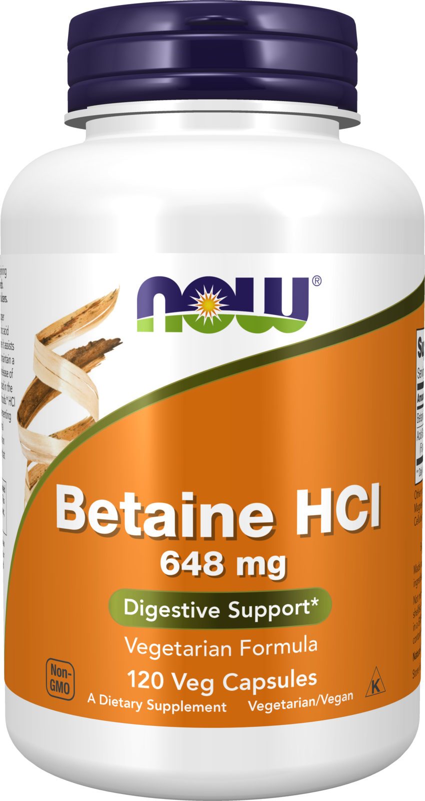 NOW Supplements, Betaine HCl 648 mg, Digestive Support*, 120 Veg Caps