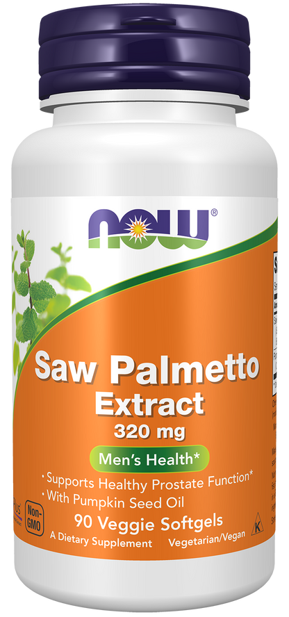NOW Supplements, Saw Palmetto Extract 320 mg, Pumpkin Seed Oil, 90 Softgels