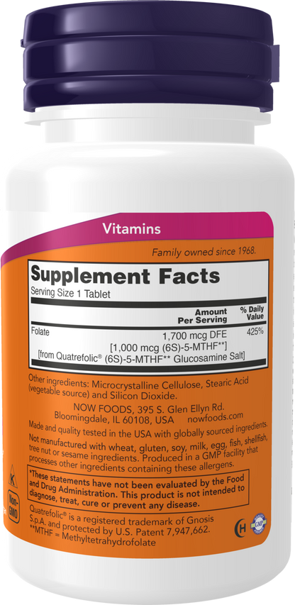 NOW Supplements, Methyl Folate 1000 mcg, Co-Enzyme B Vitamin, 90 Tabs
