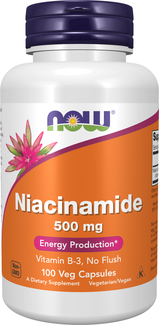NOW Supplements, Niacinamide (Vitamin B-3) 500 mg, 100 Veg Caps