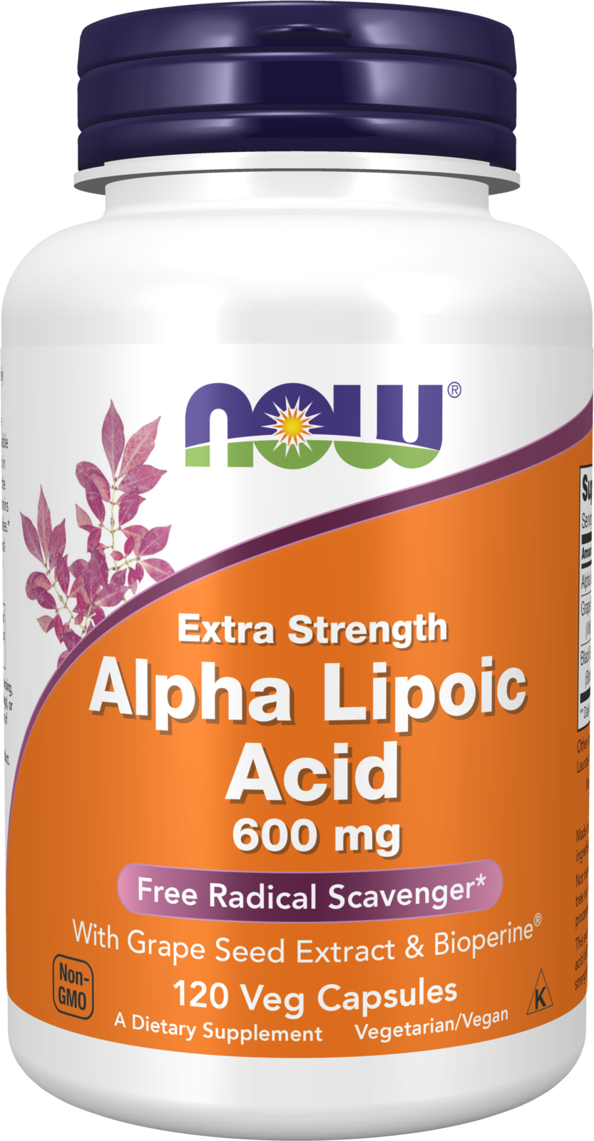NOW Supplements, Alpha Lipoic Acid 600 mg, Extra Strength, 120 Veg Caps