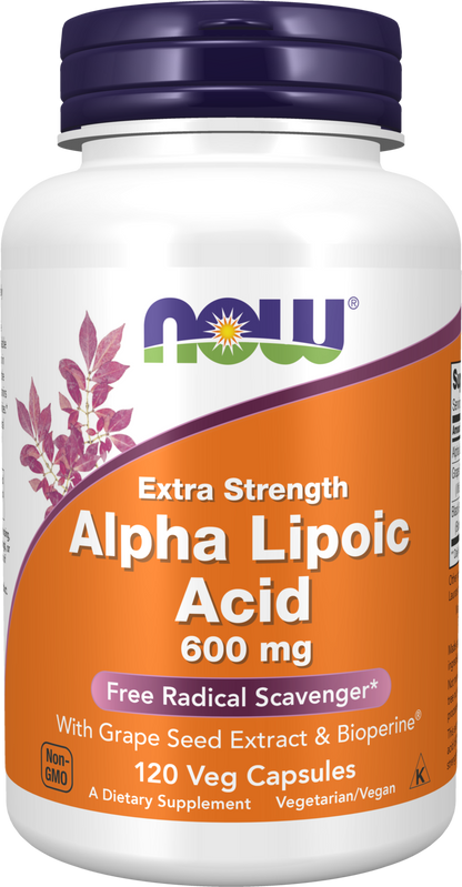 NOW Supplements, Alpha Lipoic Acid 600 mg, Extra Strength, 120 Veg Caps