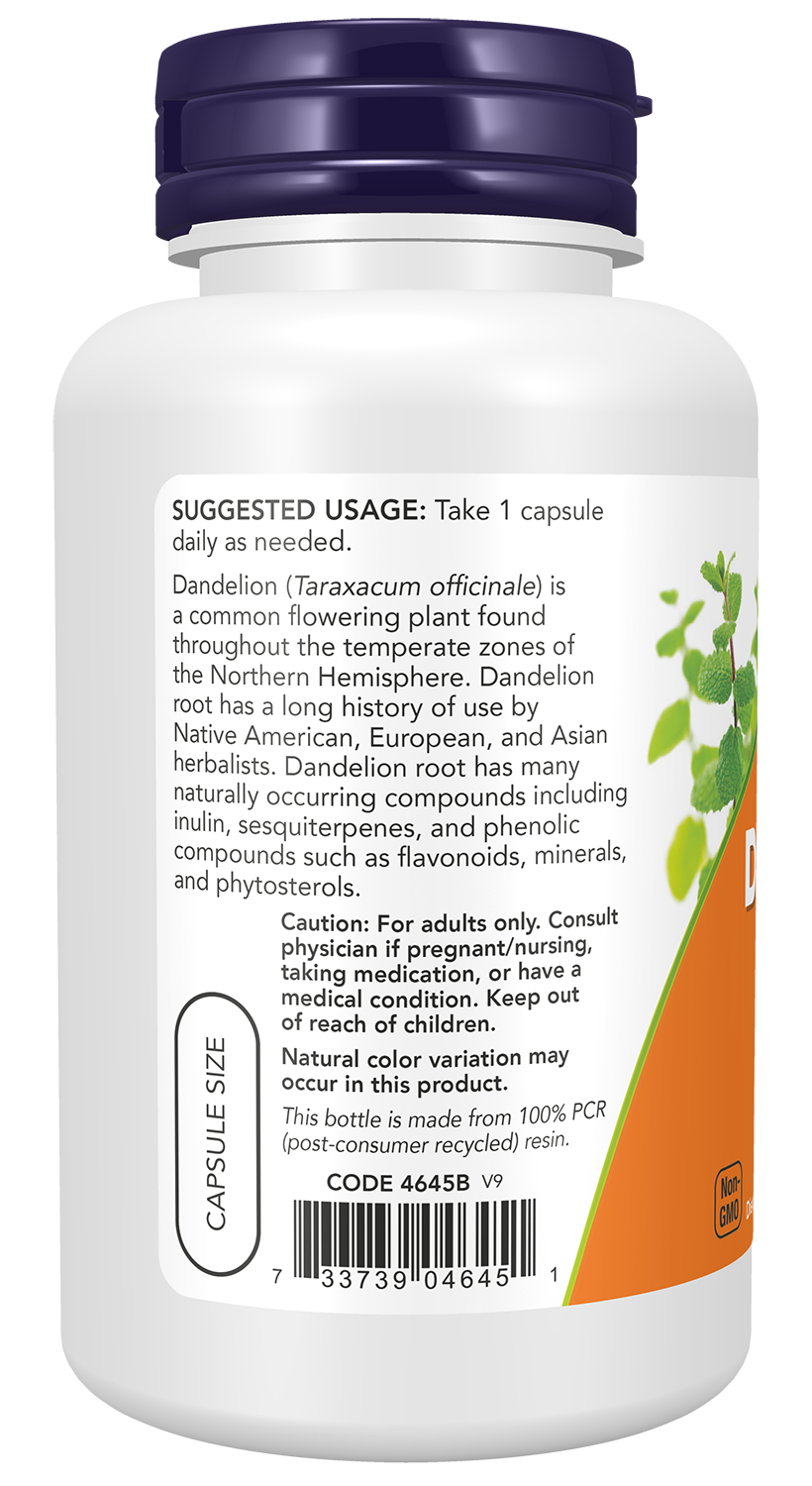 NOW Supplements, Dandelion Root 500 mg, Herbal Supplement, 100 Veg Caps