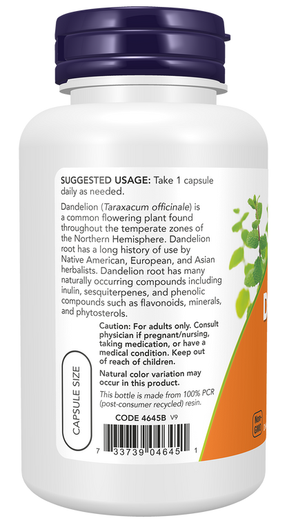 NOW Supplements, Dandelion Root 500 mg, Herbal Supplement, 100 Veg Caps