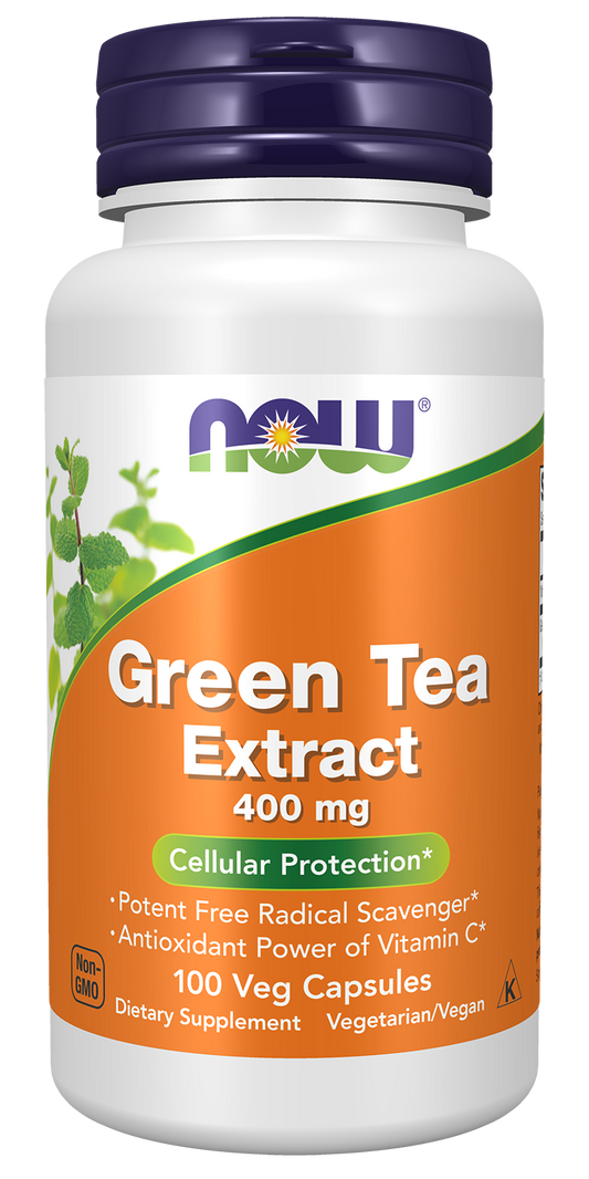NOW Supplements, Green Tea Extract 400 mg with Vitamin C, 100 Veg Caps