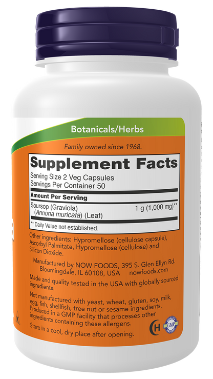 NOW Supplements, Graviola 500 mg, Healthy Cell Function*, 100 Veg Caps