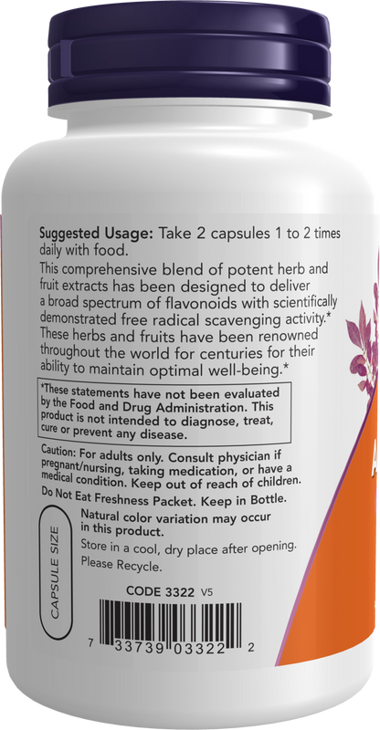NOW Supplements, Super Antioxidants with Herbal Extracts and a Broad Spectrum of Flavonoids, 120 Veg Capsules