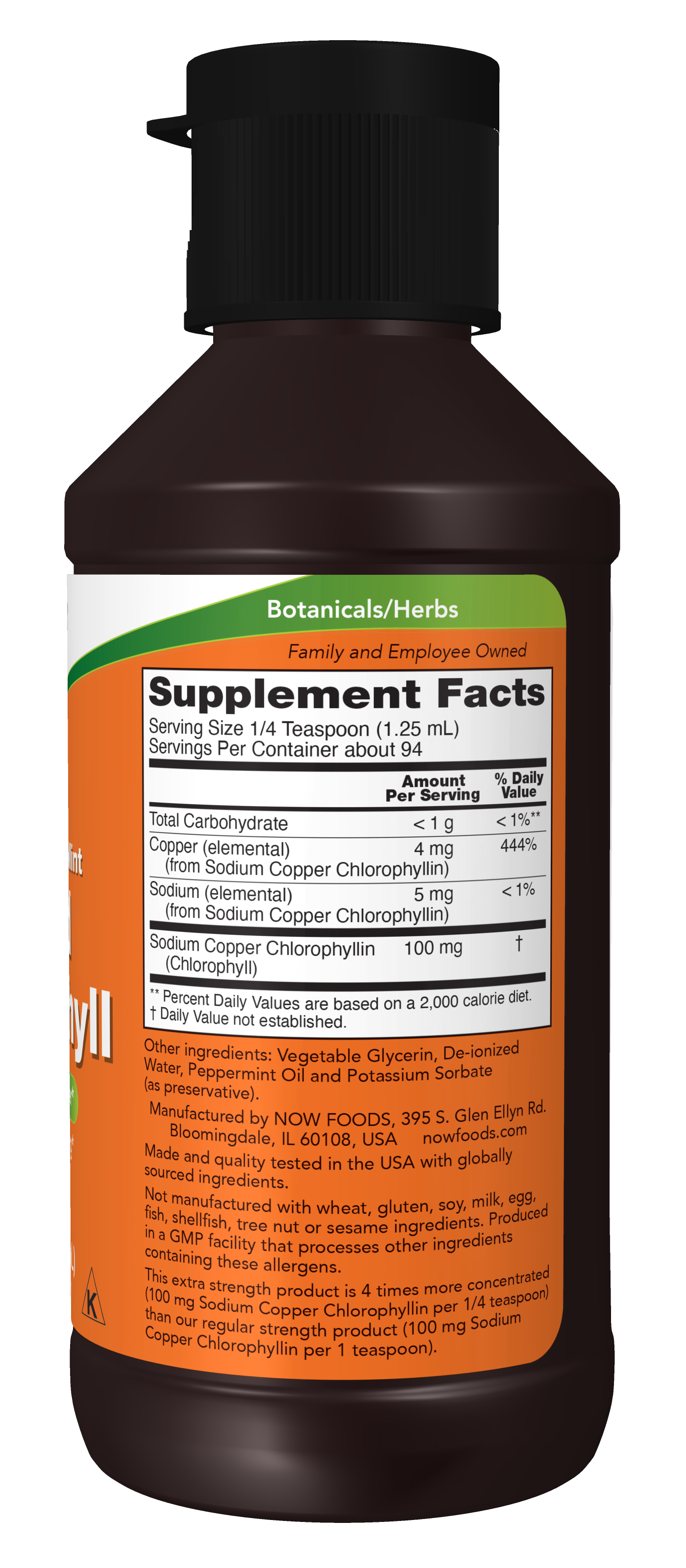 NOW Supplements, Liquid Chlorophyll, Extra Strength, Mint, 4 fl. Oz.