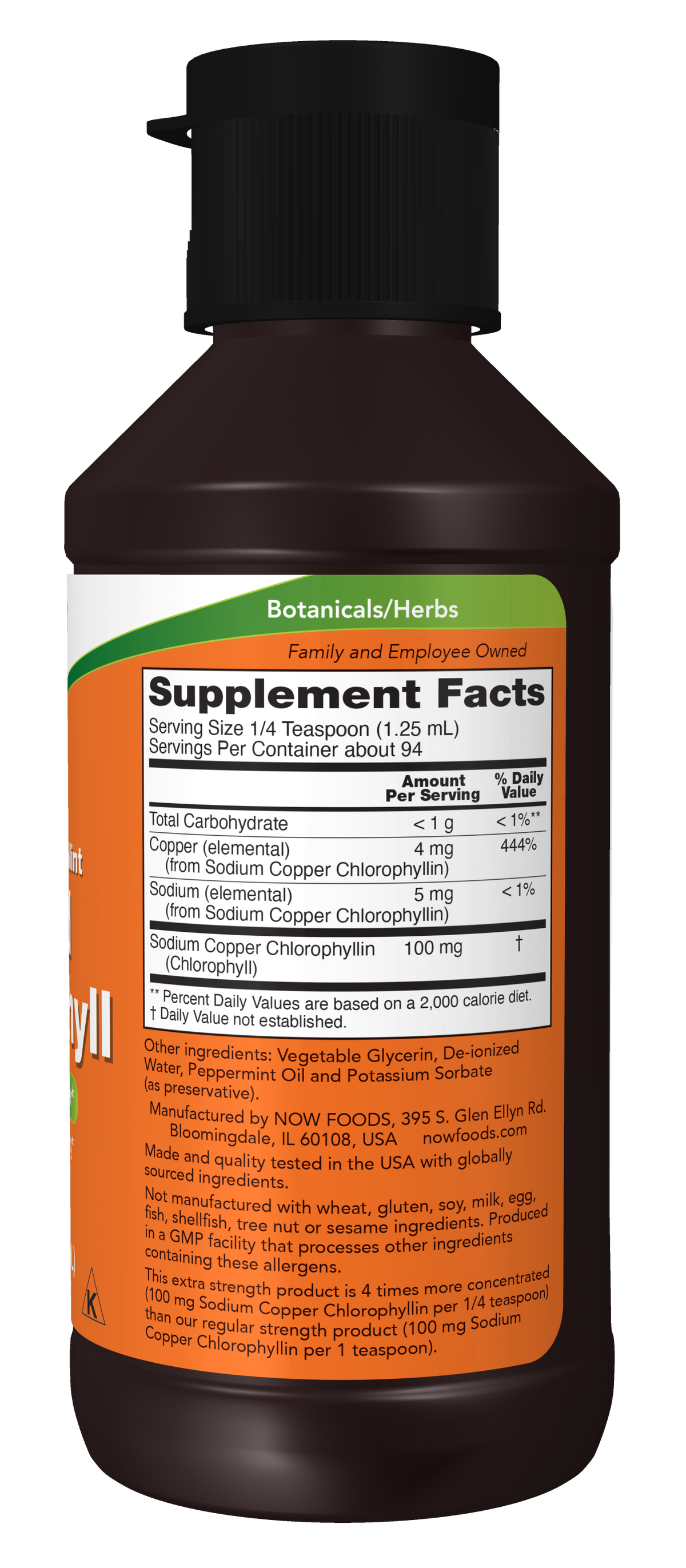 NOW Supplements, Liquid Chlorophyll, Extra Strength, Mint, 4 fl. Oz.