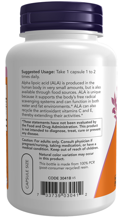 NOW Supplements, Alpha Lipoic Acid 100 mg with Vitamins C & E, 120 Veg Caps