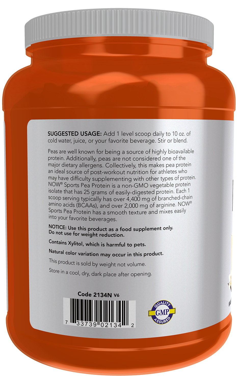 NOW Sports, Pea Protein 25 g With BCAAs, Vanilla Toffee, 2 lbs