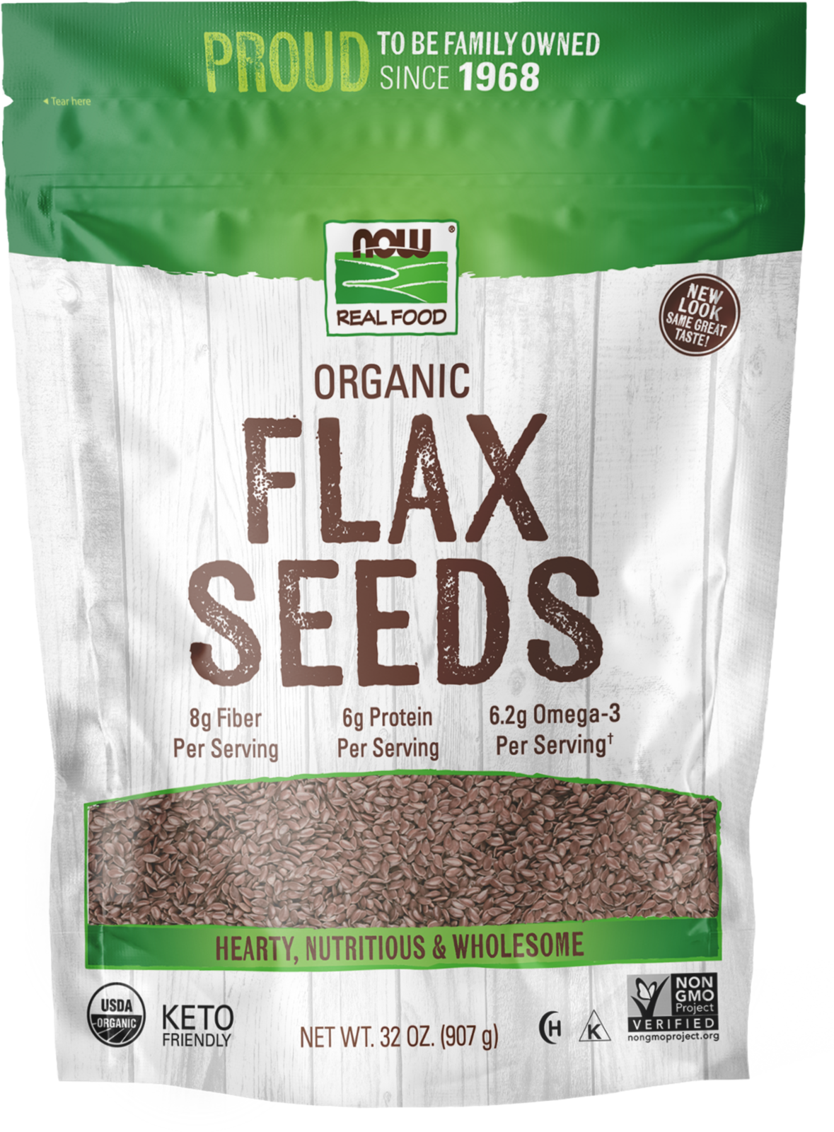 NOW Foods, Organic Flax Seeds, Excellent Source of Fiber, 2 lbs