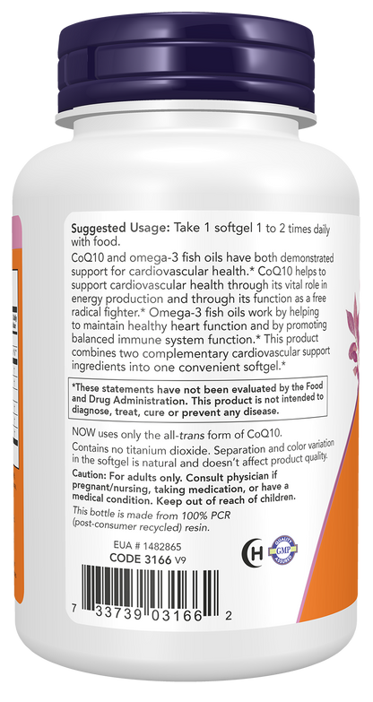 NOW Supplements, CoQ10 60 mg with Omega 3 Fish Oil, 120 Softgels