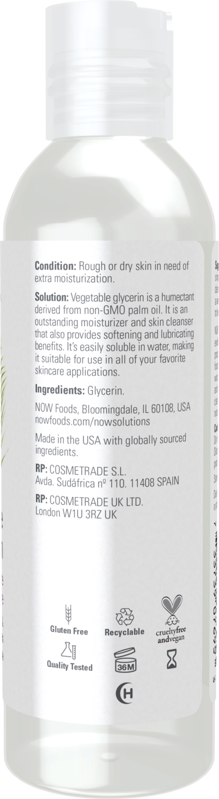 NOW Solutions, Vegetable Glycerin, Multi-Purpose Skin Care, 4 fl. oz