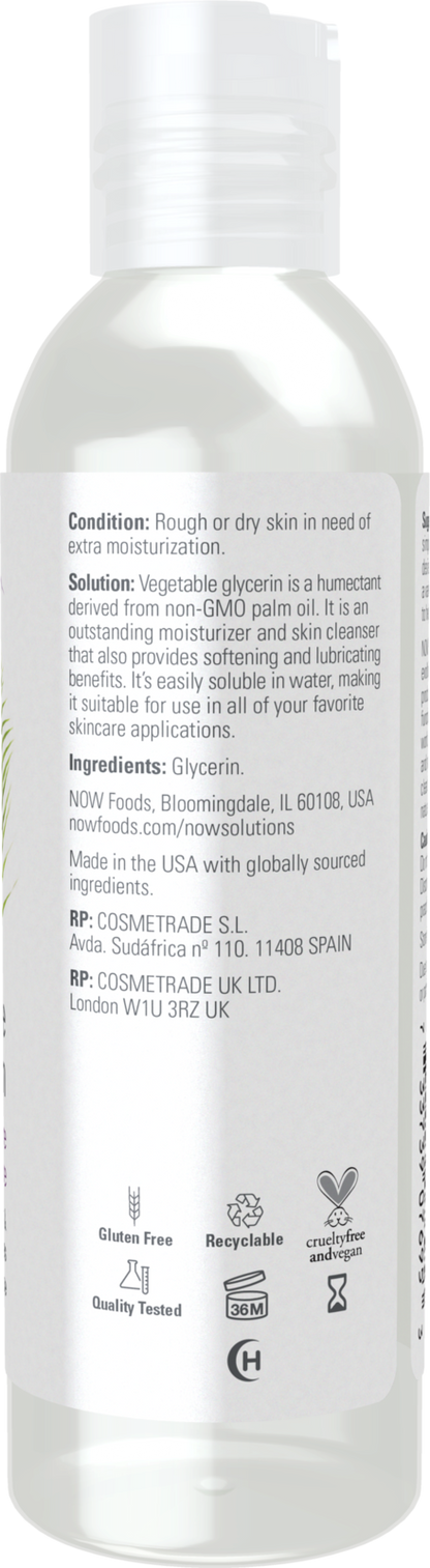 NOW Solutions, Vegetable Glycerin, Multi-Purpose Skin Care, 4 fl. oz