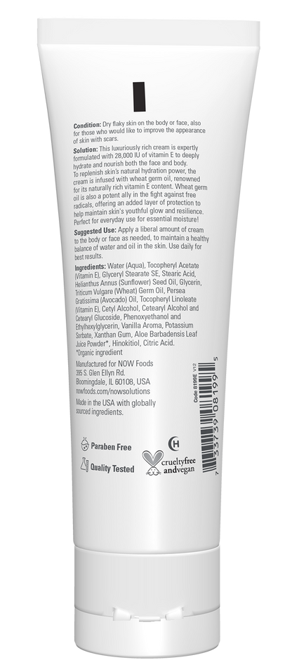 NOW Solutions, Vitamin E Cream 28,000 IU, Intense Moisture, 4 fl. oz