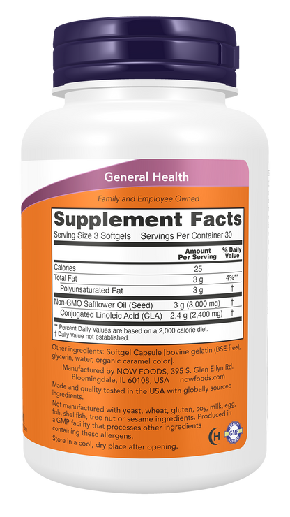 NOW Supplements, CLA 800 mg, Nutritional Oil, 90 Softgels