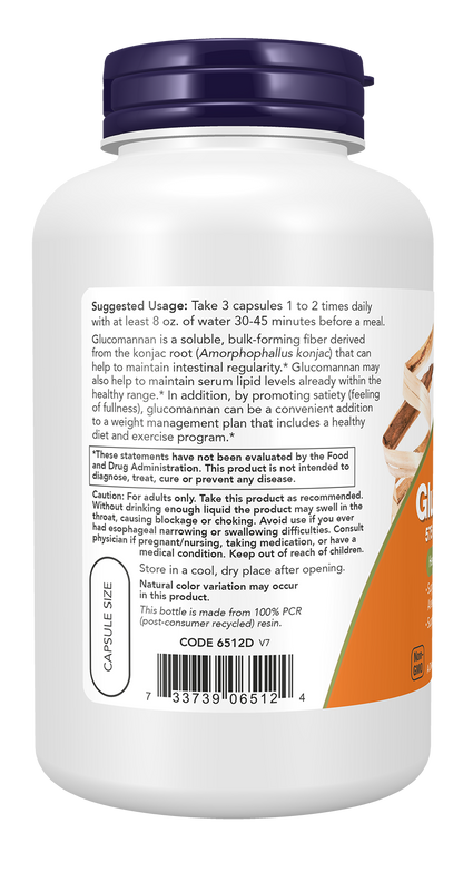 NOW Supplements, Glucomannan  575 mg, Supports Regularity*, 180 Veg Caps