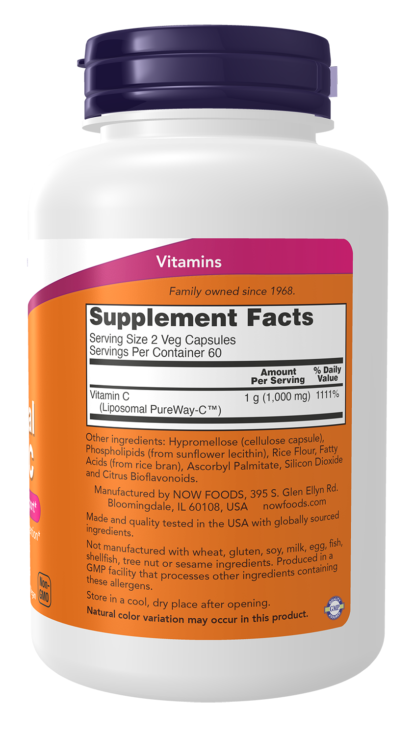 NOW Supplements, Liposomal Vitamin C, Immune Support*, 120 Veg Caps