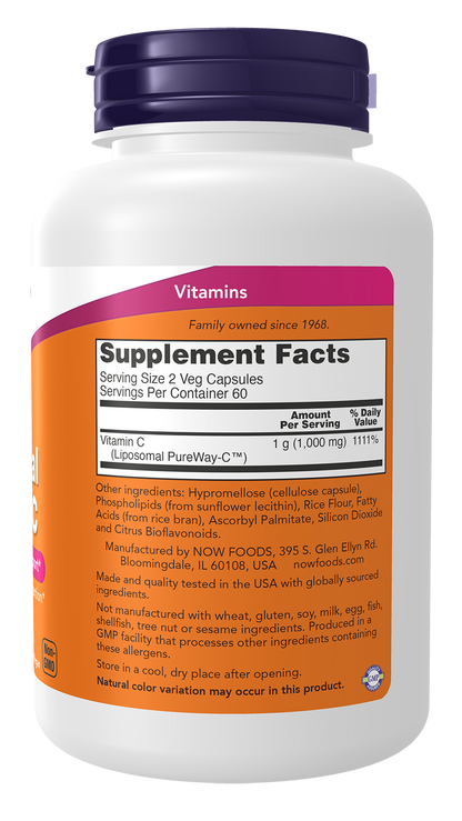 NOW Supplements, Liposomal Vitamin C, Immune Support*, 120 Veg Caps