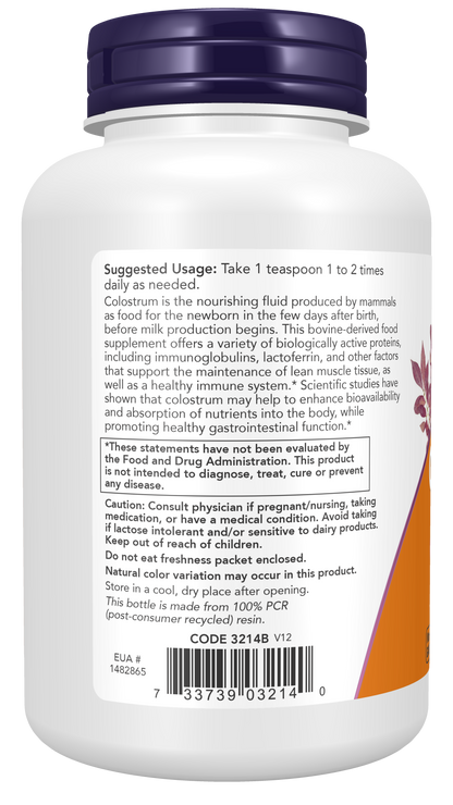 NOW Supplements, Colostrum Powder, Immunoglobulins and Lactoferrin, 3 oz
