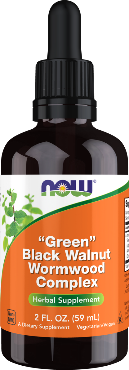 NOW Supplements, Green Black Walnut Wormwood Complex with Dropper, 2 fl oz