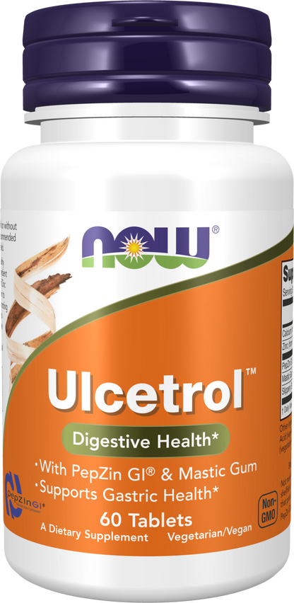 NOW Supplements, Ulcetrol™, Digestive Health*, With PepZin GI® & Mastic Gum, Supports Gastric Health*, 60 Tablets