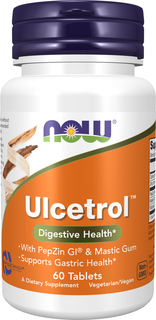 NOW Supplements, Ulcetrol™, Digestive Health*, With PepZin GI® & Mastic Gum, Supports Gastric Health*, 60 Tablets