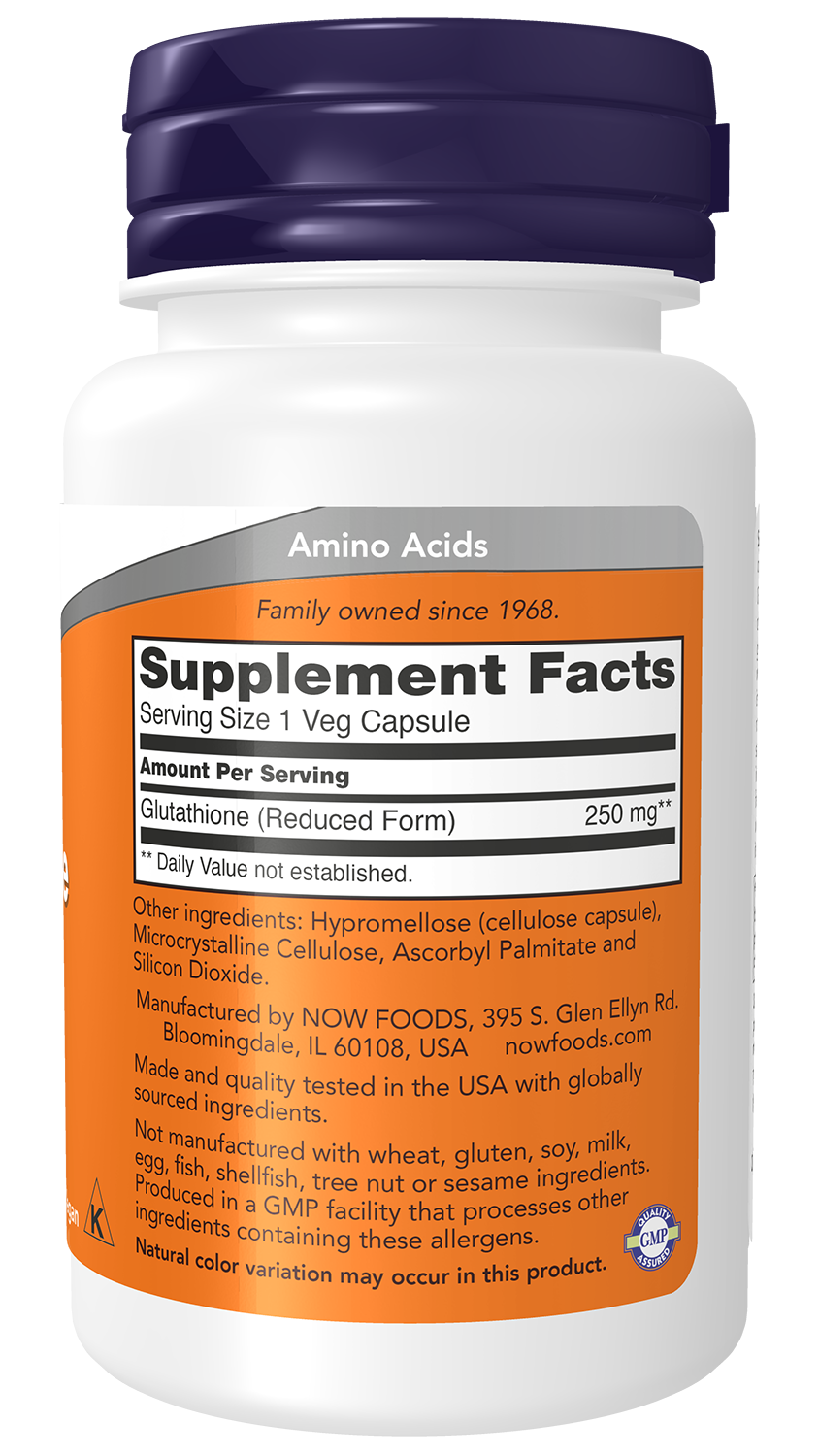 NOW Supplements, Glutathione 250 mg, Detoxification Support*, 60 Veg Caps