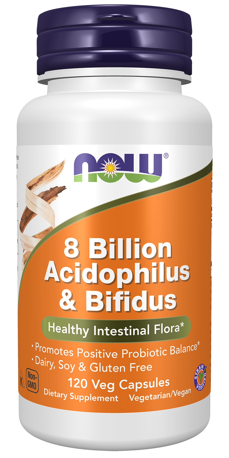 NOW Supplements, 8 Billion Acidophilus & Bifidus, Probiotic, 120 Veg Caps