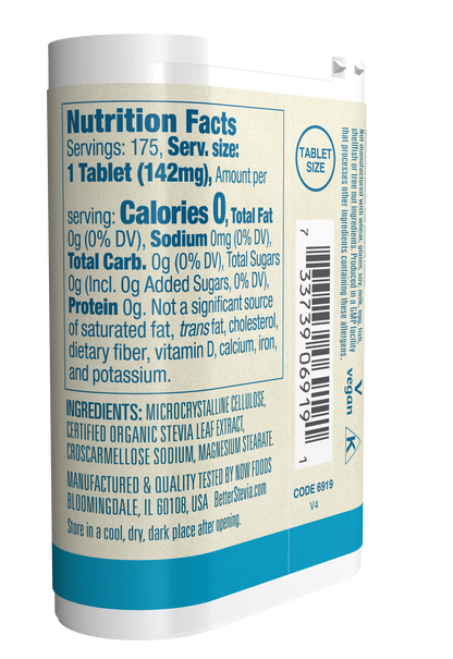 NOW BetterStevia® Instant Tabs Zero Calorie Sweetener, 175 Tablets