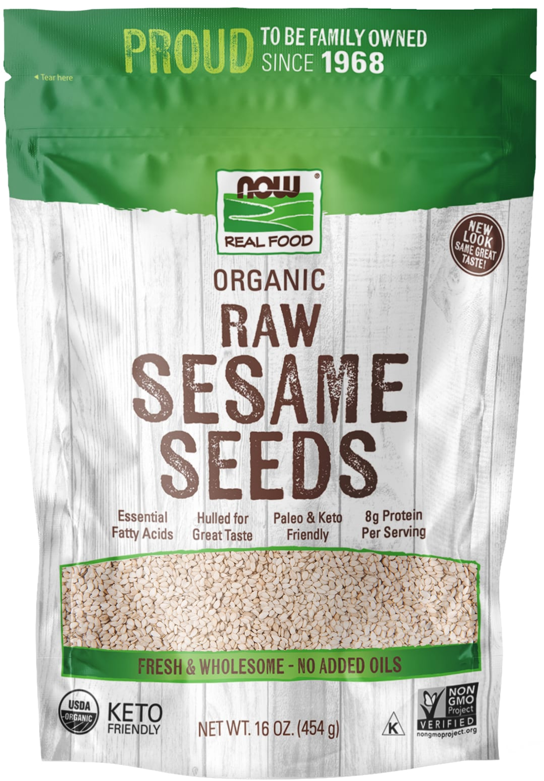 NOW Foods, Certified Organic Sesame Seeds, Hulled for Great Taste, 16 oz