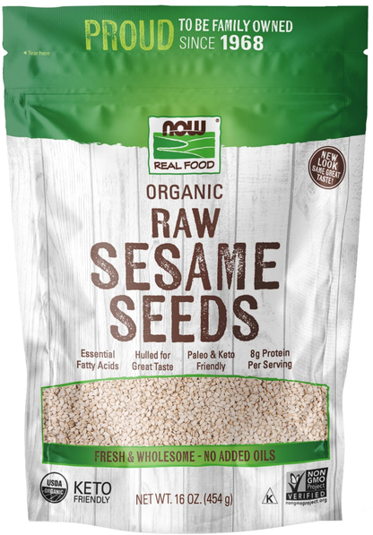 NOW Foods, Certified Organic Sesame Seeds, Hulled for Great Taste, 16 oz