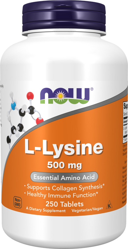 NOW Supplements, L-Lysine 500 mg, Amino Acid, 250 Tabs