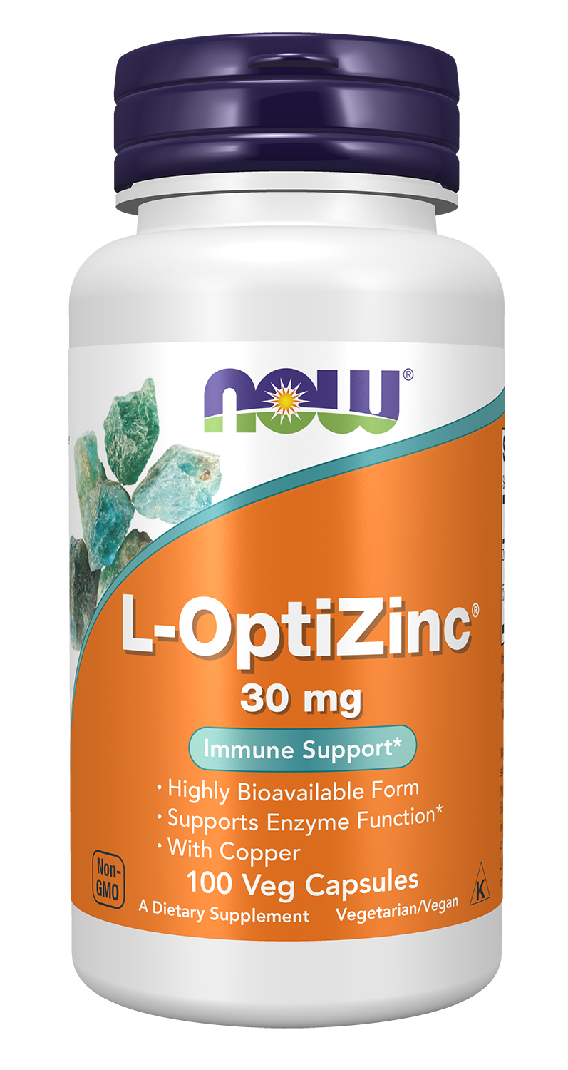 NOW Supplements, L-OptiZinc® 30 mg with Copper, 100 Veg Caps