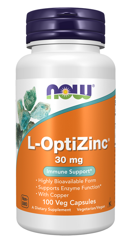 NOW Supplements, L-OptiZinc® 30 mg with Copper, 100 Veg Caps