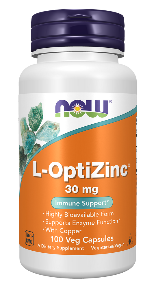 NOW Supplements, L-OptiZinc® 30 mg with Copper, 100 Veg Caps