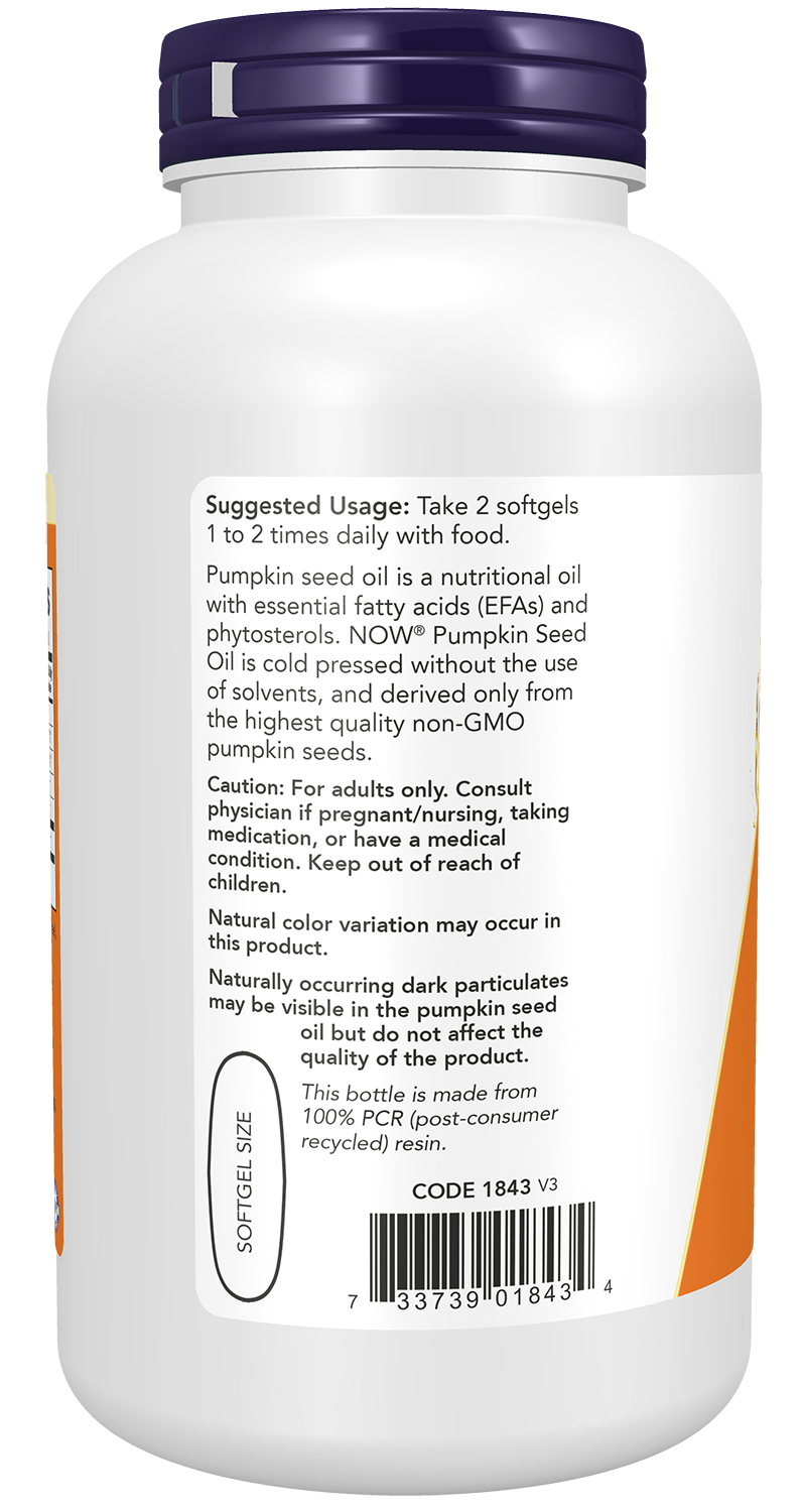 NOW Supplements, Pumpkin Seed Oil 1000 mg, Cold Pressed, 200 Softgels