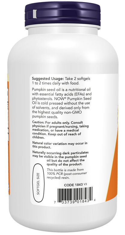 NOW Supplements, Pumpkin Seed Oil 1000 mg, Cold Pressed, 200 Softgels