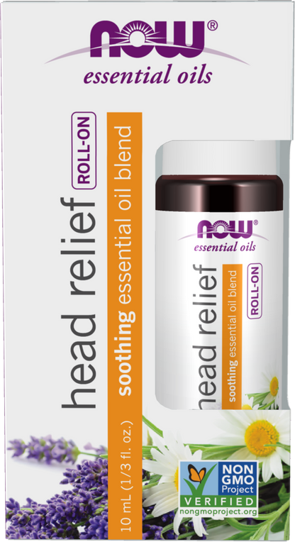 NOW Essential Oils, Head Relief Soothing Roll-On,  10 mL