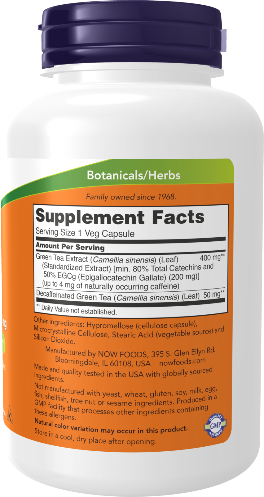 NOW Supplements, EGCg Green Tea Extract 400 mg, 180 Veg Caps