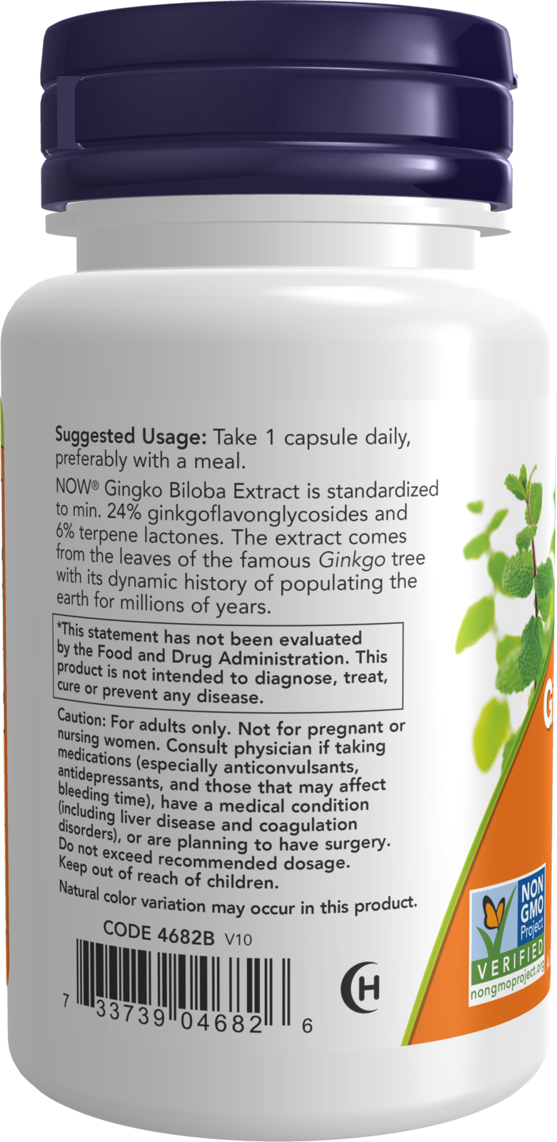 NOW Supplements, Ginkgo Biloba 120 mg, Double Strength, 50 Veg Caps