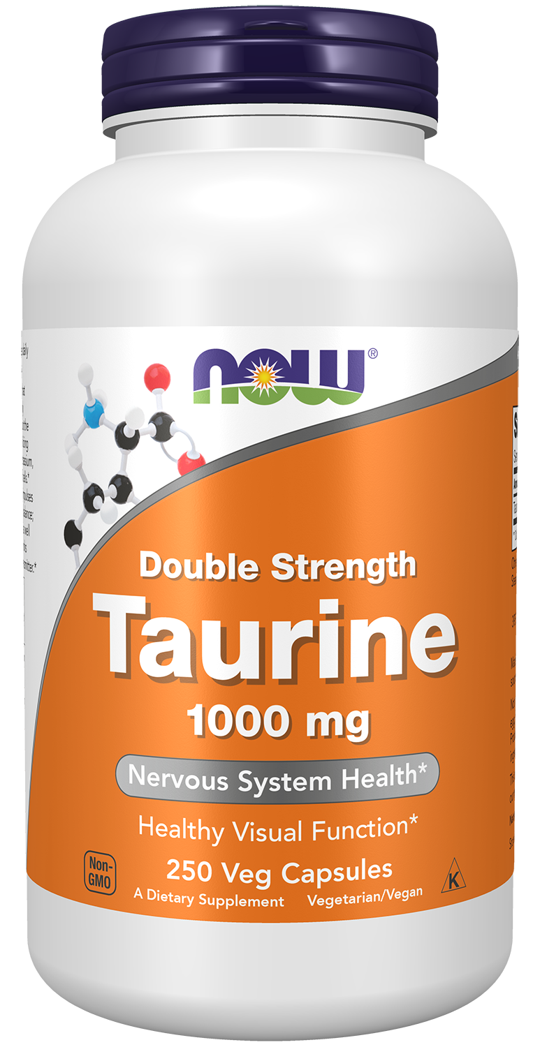 NOW Supplements, Taurine 1,000 mg, Double Strength, 250 Veg Caps